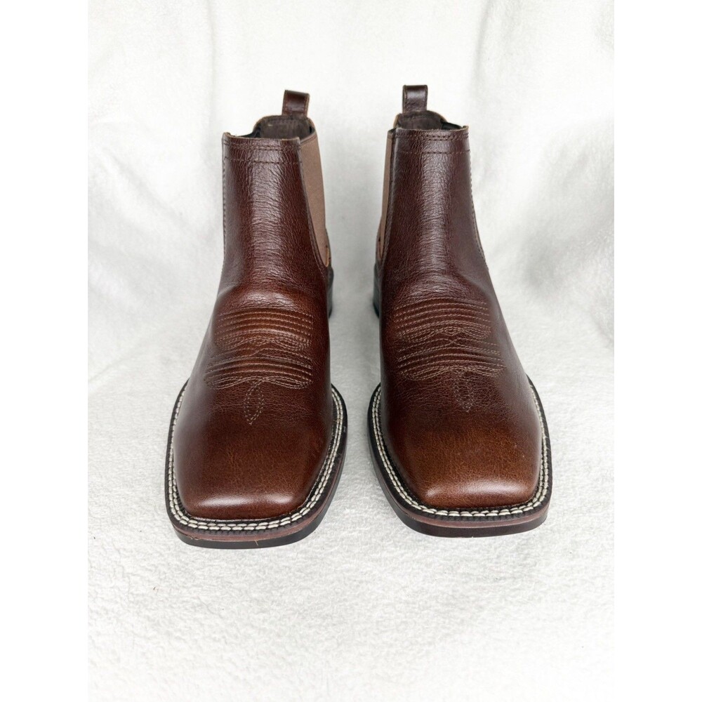 Ariat Mens Brown Leather Chelsea Ankle Boots Square Toe US 8.5 D Pull-On NEW